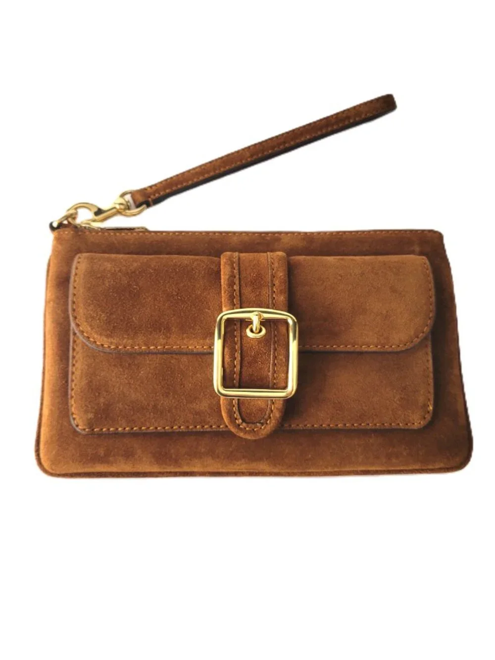 Coach CEN15 Ashton Wristlet Suede Clutch Wallet Warm Brown